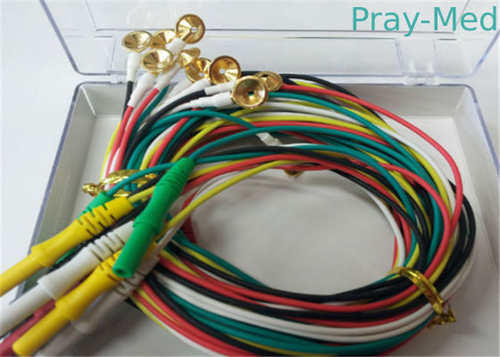 Αγορά καλώδια 1.5m TPU EEG με τα ηλεκτρόδια 2.0mm χαλκού χρυσής επένδυσης συνδετήρας ηλεκτρονική κατασκευή