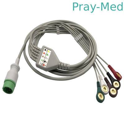 Αγορά Zoncare Hwatime 2.6mm καλώδιο μολύβδου ECG 6pin 5 με τη θραύση Leadwires ηλεκτρονική κατασκευή