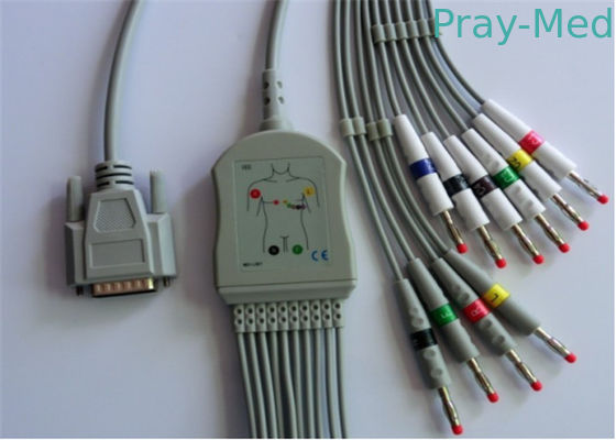 Goldway/καλώδιο Nihon Kohden Ecg, καρφίτσα DB 15 καλωδίων 5.0mm Dia Mindray Ecg