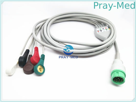 5 καλώδιο Mindray Ecg μολύβδου, γύρω από 12 ενήλικα καλώδια και Leadwires Ecg καρφιτσών