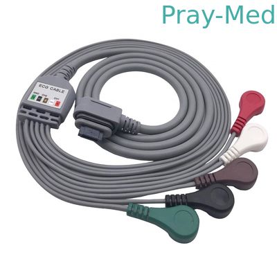 5/7 αιφνιδιαστικό ECG Γερμανία SEER μολύβδου holter καλώδιο με τη θραύση, IEC 2.5m γκρίζο χρώμα 2008594-001/2008594-002/2008594-004