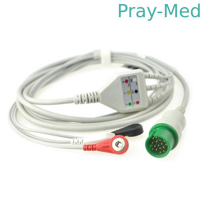 καλώδιο Spacelabs Ecg διαμέτρων 4.0mm, καλώδιο 3/5Lead 17pin Ecg με το καλώδιο μολύβδου