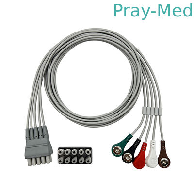 Ο Welch μόλυβδος Allyn ECG έθεσε στο καλώδιο 5 αιφνιδιαστικό γκρίζο TPU δίδυμος συνδετήρας καρφιτσών 9293-059-50